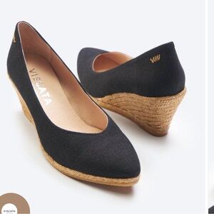 Roses Canvas V Cut Espadrille Wedges